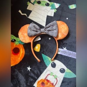 Disney Orange and Black Tie Dye Halloween Minnie Ear Headband
